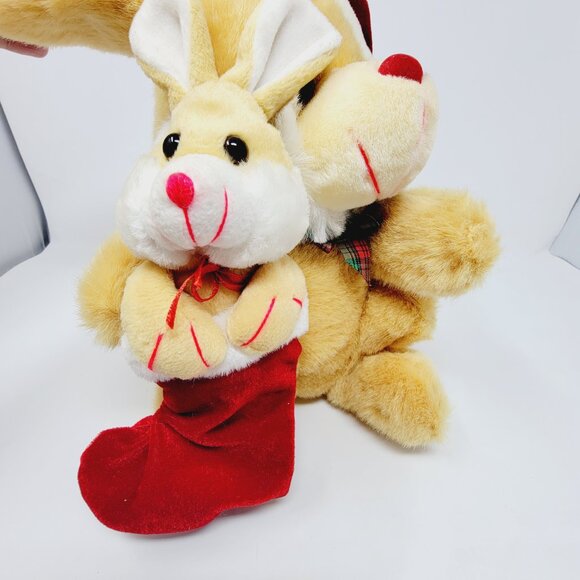 Ashton Racks Christmas Bunny Plush – 12" Mama & Baby Bunny in Stocking - Picture 6 of 6